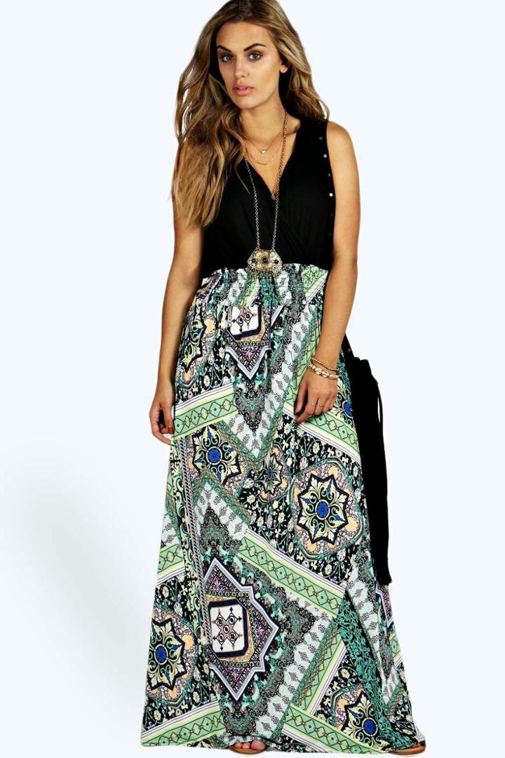 Boohoo Mia Paisley Print Contrast Maxi Dress Multi