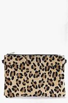 Boohoo Heidi Faux Leopard Pony Clutch Bag
