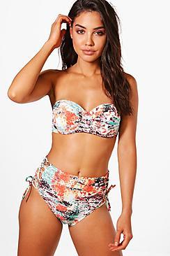 Boohoo Cannes Burnt Sunset Underwired Lace Up Bikini