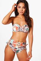 Boohoo Cannes Burnt Sunset Underwired Lace Up Bikini