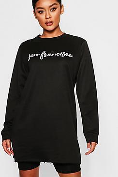 Boohoo San Francisco Raw Hem Sweat Dress
