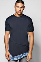 Boohoo Longline T Shirt With Asymmetric Hem Shape Navy