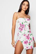 Boohoo Ruby Floral Polka Dot Strappy Bodycon Dress