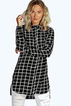 Boohoo Lily Grid Check Longline Shirt