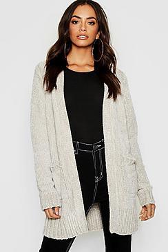 Boohoo Chenille Edge To Edge Cardigan