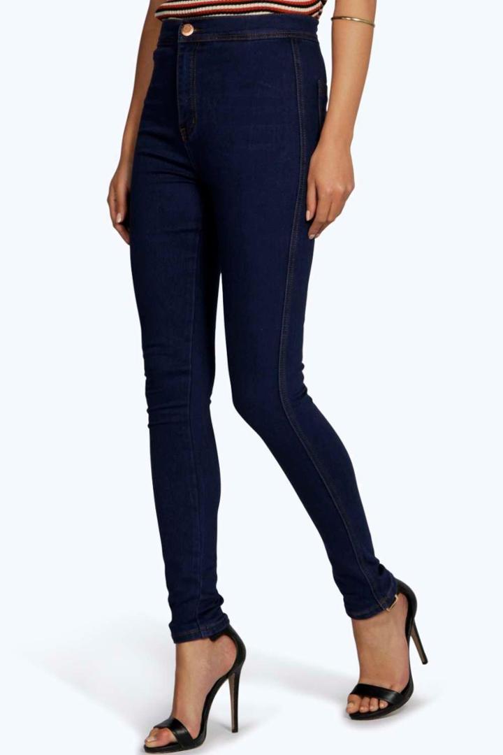 Boohoo Lara High Rise Skinny Tube Jeans Blue