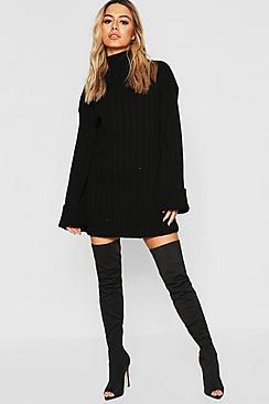 Boohoo Petite Oversized Rib Knit Jumper Dress