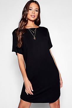 Boohoo Tall Curved Hem T-shirt Dress