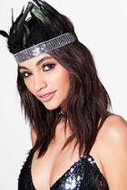 Boohoo Diana Green Feather Festival Head Dress