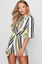 Boohoo Stripe Knot Front Playsuit