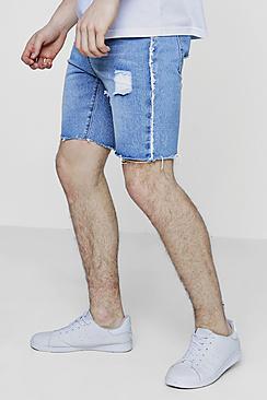 Boohoo Slim Fit Raw Seam And Hem Denim Shorts