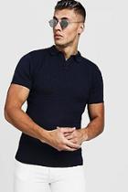Boohoo Muscle Fit Cable Knit Polo