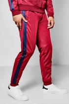 Boohoo Skinny Fit Poly Tricot Joggers Burgundy