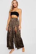 Boohoo Leopard Split Leg Beach Pants
