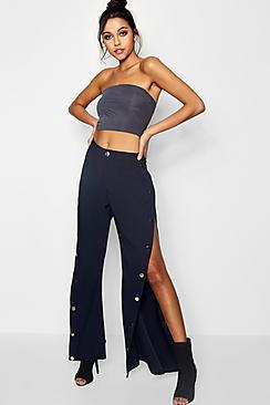 Boohoo Popper Flare Trouser