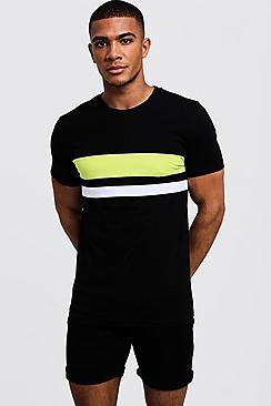 Boohoo Neon Stripe Muscle Fit T-shirt