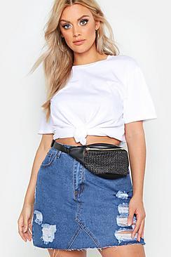 Boohoo Plus All Over Straw Bum Bag
