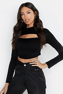 Boohoo Basic High Neck Keyhole Detail Crop
