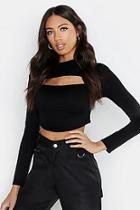 Boohoo Basic High Neck Keyhole Detail Crop