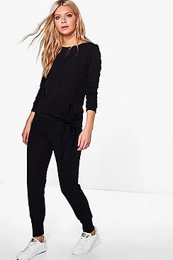Boohoo Alicia Tie Front Top & Legging Lounge Set