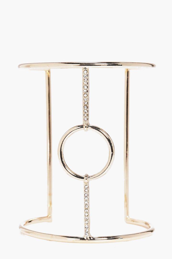 Boohoo Florence Diamante Circle Deep Arm Cuff Gold