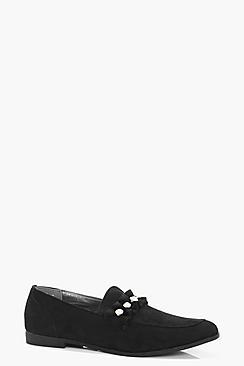 Boohoo Louisa Pearl & Frill Trim Loafers