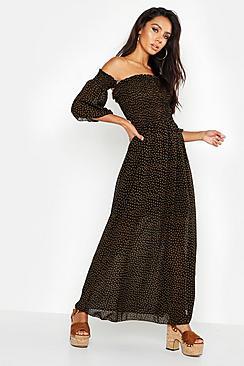 Boohoo Woven Spot Sheered Maxi Dress