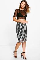 Boohoo Ella Metallic Zig Zag Longline Skirt Multi