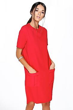 Boohoo Vanessa Utility Pocket Shift Dress