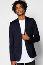Boohoo Skinny Fit Suit Jacket Navy
