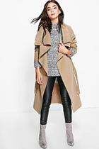 Boohoo Emma Zip Detail Waterfall Coat