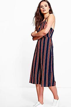 Boohoo Jonna Striped Culotte Style Jumpsuit