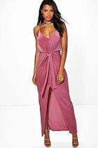 Boohoo Arianne Strappy Knot Detail Maxi Dress