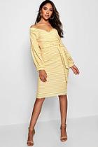 Boohoo Nina Stripe Off The Shoulder Midi Dress