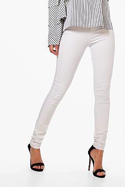 Boohoo Tall Lara White High Waisted Skinny 36 Leg Jeans