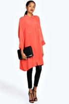 Boohoo Vanessa 3/4 Oversized Shirt Coral