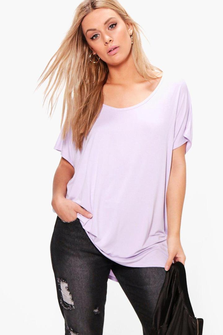 Boohoo Plus Claire Oversized Tee Lilas