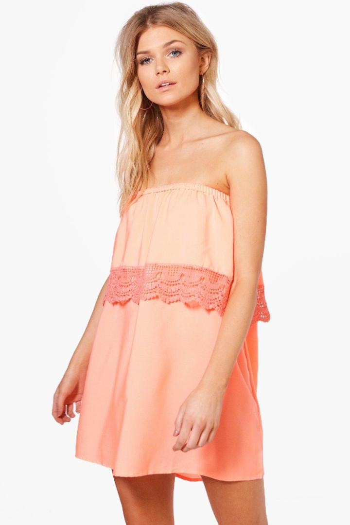 Boohoo Petite Bethany Bandeau Dress Orange