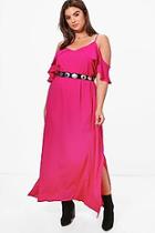 Boohoo Plus Emma Open Shoulder Woven Maxi Dress