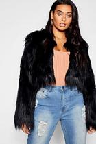 Boohoo Plus Crop Shaggy Faux Fur Jacket