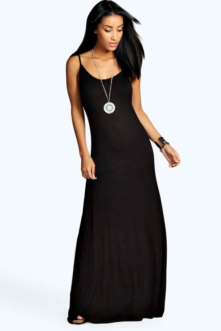 Boohoo Libby Strappy Low Back Maxi Dress Black