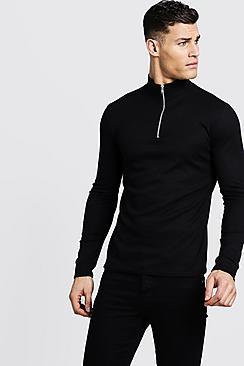 Boohoo Ribbed Long Sleeve Funnel Neck Jumper