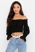 Boohoo Petite Dobby Mesh Sheered Top