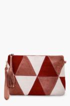 Boohoo Poppy Suedette Patchwork Cross Body Red