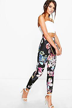 Boohoo Sari Oriental Print Skinny Trousers