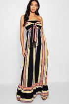 Boohoo Tall Emily Knot Front Stripe Maxi Dress