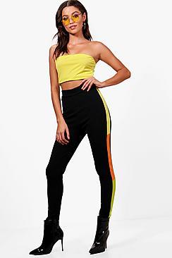 Boohoo Esme Colour Block High Waist Crepe Leggings