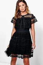Boohoo Boutique Elle All Over Lace Frill Detail Dress