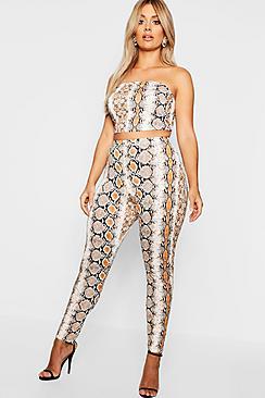 Boohoo Plus Snake Bandeau Co-ord
