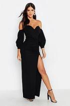 Boohoo Off The Shoulder Sweetheart Ruched Maxi Dress